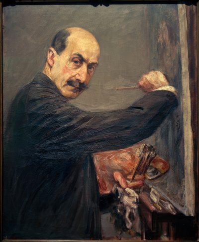 Självporträtt vid staffliet till höger av Max Liebermann