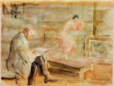 Självporträtt med modell i studion i Wannsee-villan av Max Liebermann