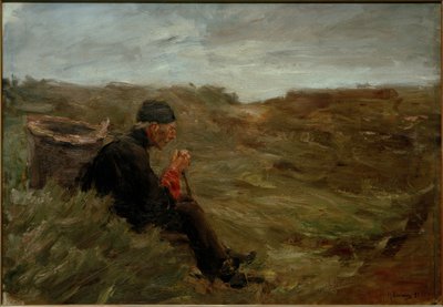 Sittande bonde i sanddynerna - 1:a utkastet av Max Liebermann