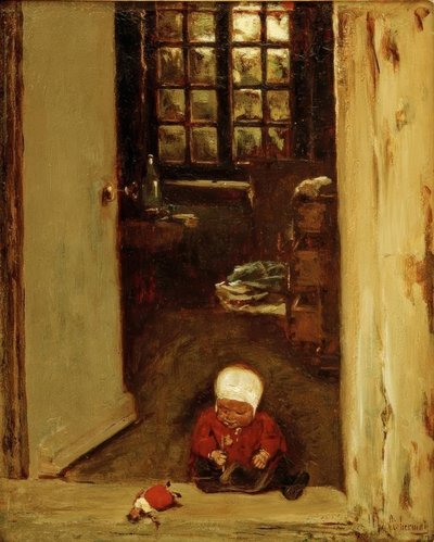 Lekande barn i ytterdörren av Max Liebermann