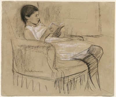 Konstnärens dotter Käthe läser i en stol av Max Liebermann