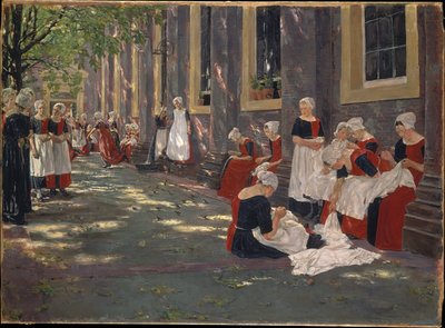 Gården vid barnhemmet i Amsterdam: Rast på barnhemmet i Amsterdam av Max Liebermann