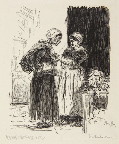 Två kvinnor i samtal av Max Liebermann