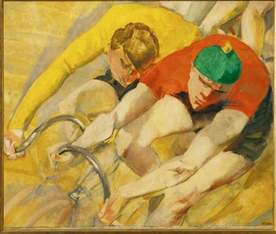 " Sechstagerennen ", det en gång berömda sexdagars-cykelloppet i Berlins Sportpalast-stadium (målning på duk) av Max Oppenheimer