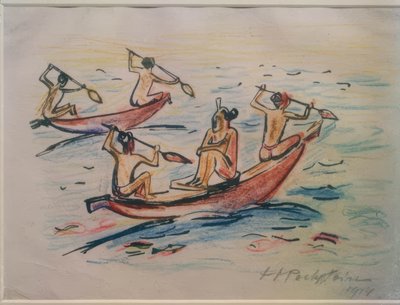 Resebilder Italien - Sydhavet (båtar på Palau) av Max Pechstein
