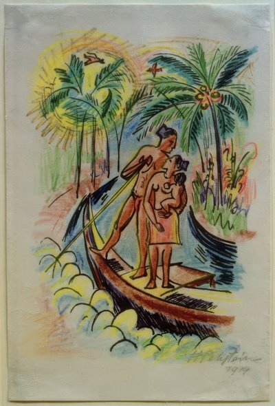 Resebilder Italien - Sydhavet (familj på Palau) av Max Pechstein