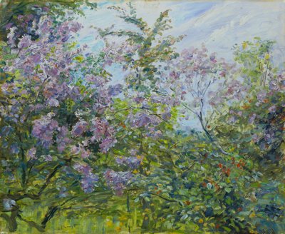 Blommande syren, ca 1921 (olja på trä) av Max Slevogt