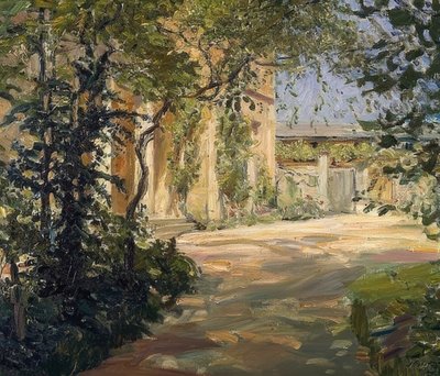 Hus på landet i Godramstein. 1909 av Max Slevogt