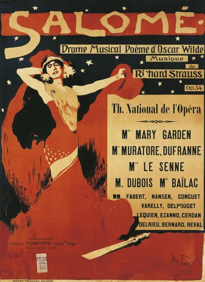 Frankrike, Paris, affisch för operan Salome av Richard Strauss (1864-1949) av Max Tilke