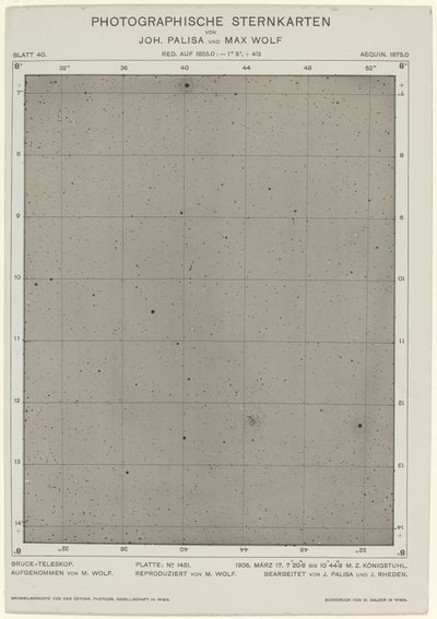 Fotografiska stjärnlistor (17 mars 1906) av Max Wolf and Joh. Palisa