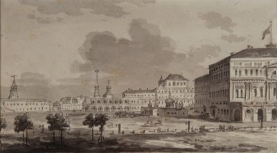 Moskva Kreml före byggandet av Grand Kremlin Palace, 1817 av Maxim Nikiphorovich Vorobyev