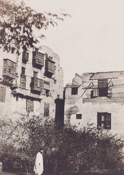 Kairo, hus och trädgård i de franska kvarteren, med Gustave Flaubert, 1850 av Maxime Du Camp