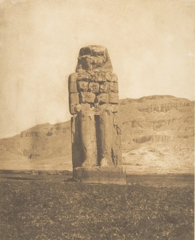 Restaurerad Colossus of Amenophis III, vid Thebes Vocal Statue eller Colossus of Memnon, 1849-50. av Maxime Du Camp