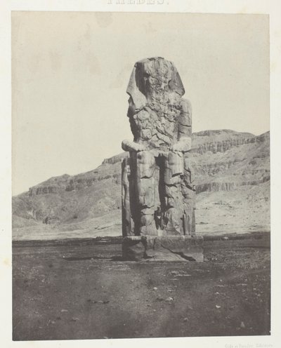 Gournah, monolitisk koloss av Amenopht III; Thebe, plansch 56 från albumet "Egypte, Nubie, Palestine et Syrie" (1852) av Maxime Du Camp