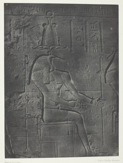 Isis stora tempel vid Philoe, Tôth Ibiocéphale; Nubien, plansch 79 från albumet "Egypte, Nubie, Palestine et Syrie" (1852) av Maxime Du Camp