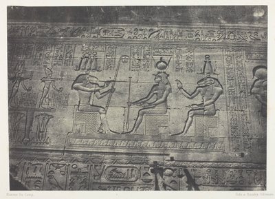 Det stora templet i Denderah (Teutyres), skulpturer från den bakre fasaden; Övre Egypten, plansch 19 från albumet "Egypte, Nubie, Palestine et Syrie" (1852) av Maxime Du Camp