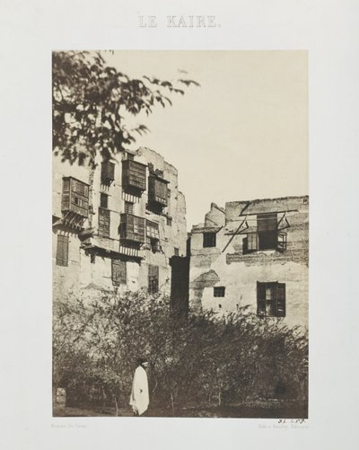 Hus och trädgård i de franska kvarteren, Egypten, 1850 (saltpapperskopia från vaxpappersnegativ) av Maxime Du Camp