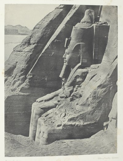 Ibsamboul, Colosse Oriental Du Spéos De Phrè, Vu De Profil; Nubie, plansch 104 från albumet "Egypte, Nubie, Palestine et Syrie" (1852) av Maxime Du Camp