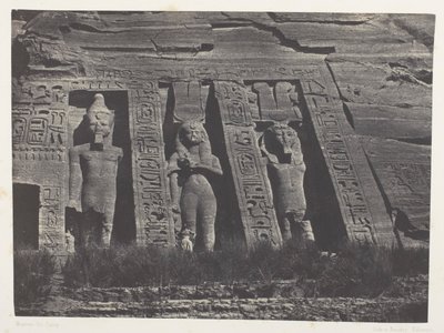 Ibsamboul, norra delen av Hathors speos; Nubien, plansch 108 ur albumet "Egypten, Nubien, Palestina och Syrien" (1852) av Maxime Du Camp
