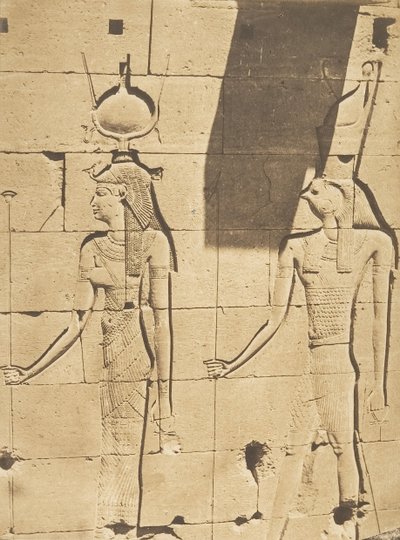Isis och Horus-Arsiesi - Basrelief från templet Kalabcheh Talmis, 8 april 1850. av Maxime Du Camp