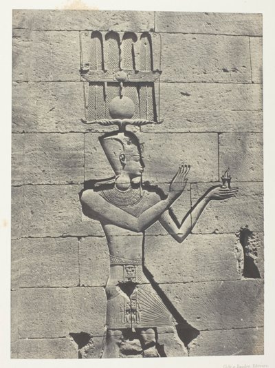 Kalabscheh, Sculptures De La Façade Postérieure Du Temple; Nubie, plansch 91 från albumet "Egypte, Nubie, Palestine et Syrie" (1852) av Maxime Du Camp