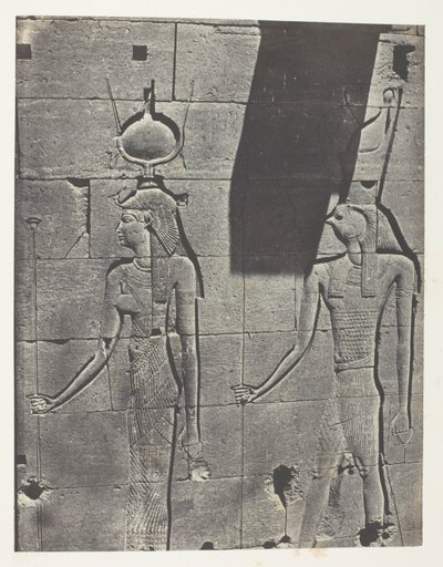 Kalabscheh, Sculptures De La Façade Postérieure Du Temple; Nubie, plansch 92 från albumet "Egypte, Nubie, Palestine et Syrie" (1852) av Maxime Du Camp