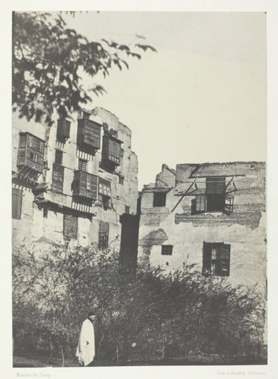 Hus och trädgård i Frank-kvarteret, Le Kaire, 184951, tryckt 1852. av Maxime Du Camp