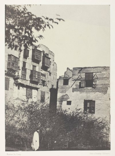 Hus och trädgård i Frank Quarter, Kairo av Maxime Du Camp