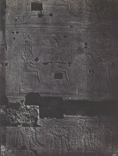 Nubia. Isis stora tempel vid Filoe. Västra muren, 1850. av Maxime Du Camp