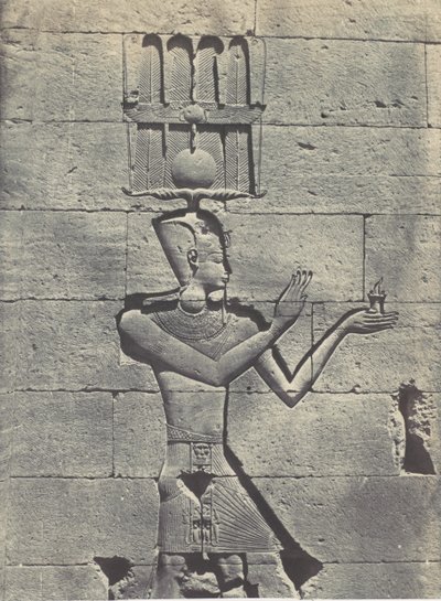Nubia. Kalabscheh. Skulpturer från templets bakre fasad, 1850. av Maxime Du Camp