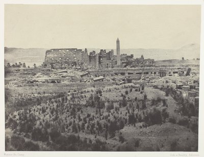 Palatset i Karnak, allmän vy över ruinerna, sedd från öster; Thebe, plansch 31 ur albumet "Egypten, Nubien, Palestina och Syrien" (1852) av Maxime Du Camp