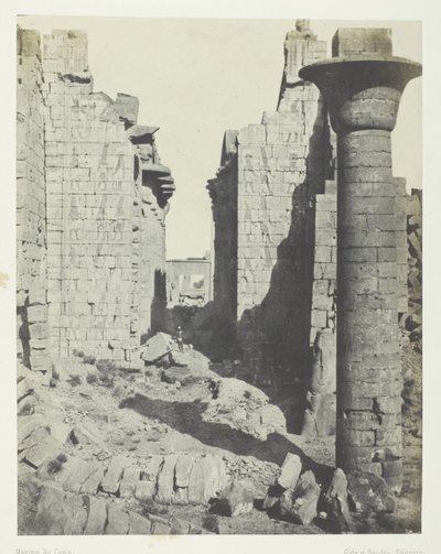 Karnak Palace, Bubastiternas domstol och huvudingången till Hypostyle Hall; Thebe av Maxime Du Camp