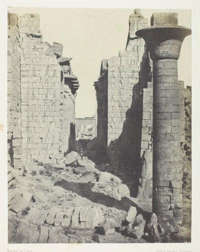 Karnak Palace, Bubastiternas domstol och huvudingången till Hypostyle Hall; Thebe av Maxime Du Camp