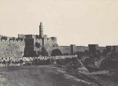 Palestina. Jerusalem. Västra delen av murarna, 1850. av Maxime Du Camp