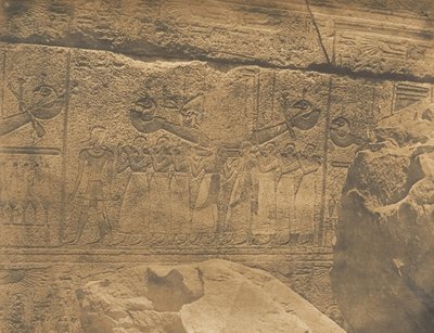 Exteriör skulpturer av granithelgedomen i Karnac-palatset Thebes Philippe-A..., 1849-50. av Maxime Du Camp