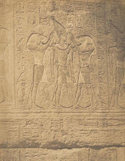 Exteriör skulpturer av granithelgedomen i Palace of Karnak Sacre de Philippe-Ar..., 1849-50. av Maxime Du Camp