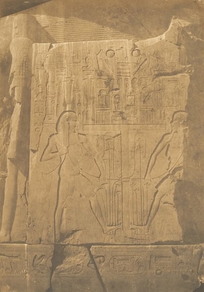 Belägring av den monolitiska kolossen av Amenhotep III, vid Thebe Detaljer om ristningarna, 1849-50. av Maxime Du Camp