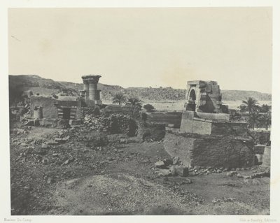 By och tempel på ön Béghé, väster om Filoe, Nubia, 184951, tryckt 1852. av Maxime Du Camp