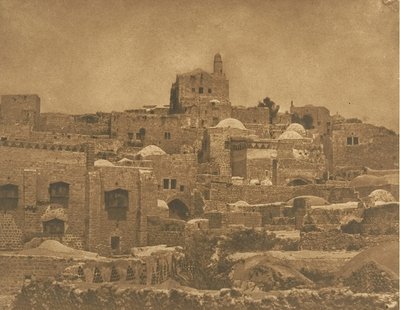 Utsikt över moskén i El-Melouyeh och en stadsdel i Jerusalem, augusti 1850. av Maxime Du Camp