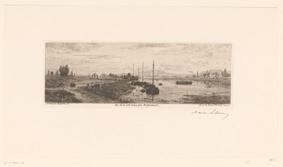 Utsikt över Seine nära Argenteuil Les bords de la Seine près Argenteuil (titel på objekt) av Maxime François Antoine Lalanne (signed by artist)