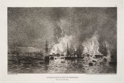 Brandbrand i hamnen i Bordeaux, 1869. av Maxime Lalanne