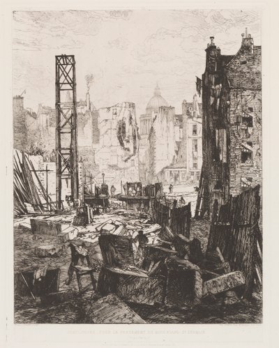 Rivning för öppnandet av Boulevard St. Germain, 1862. av Maxime Lalanne