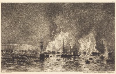 Brand i Bordeaux hamn av Maxime Lalanne