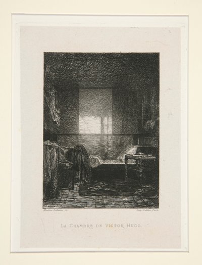Victor Hugos sovrum, pl. 11 från sviten At Victor Hugo (Victor Hugo). av Maxime Lalanne