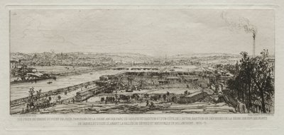 Konstnärliga minnen av belägringen av Paris: Utsikt från Pont-du-Jour viadukten..., 1870-71. av Maxime Lalanne
