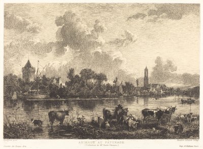 Djur på betesmark av Maxime Lalanne after Nicolaes Pietersz Berchem