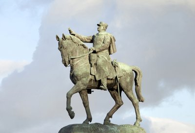 Ryttarstaty av Joseph Joffre (1852-1931), militär, marechal av Frankrike, fransk befälhavare vid slaget vid Marne under första världskriget, bronsskulptur av Maxime Real del Sarte (1888-1954), av Maxime Real del Sarte