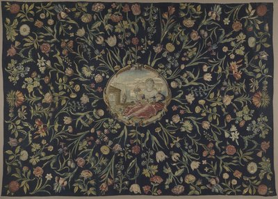 bordsskydd Duk med personifiering av Flora och ett blommönster av Maximiliaan van der Gucht (possibly)