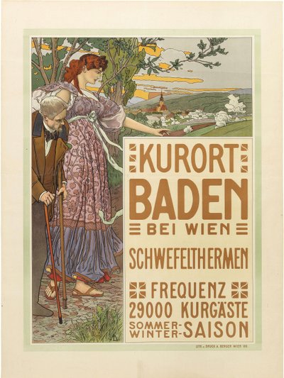 Spastaden Baden nära Wien, ca. 1910. av Maximilian Liebenwein
