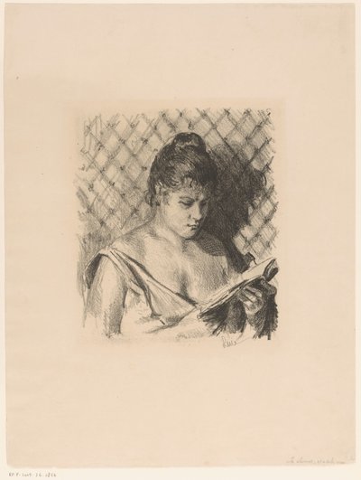 Kvinna som läser med bara axlar av Maximilien Luce (signed by artist)